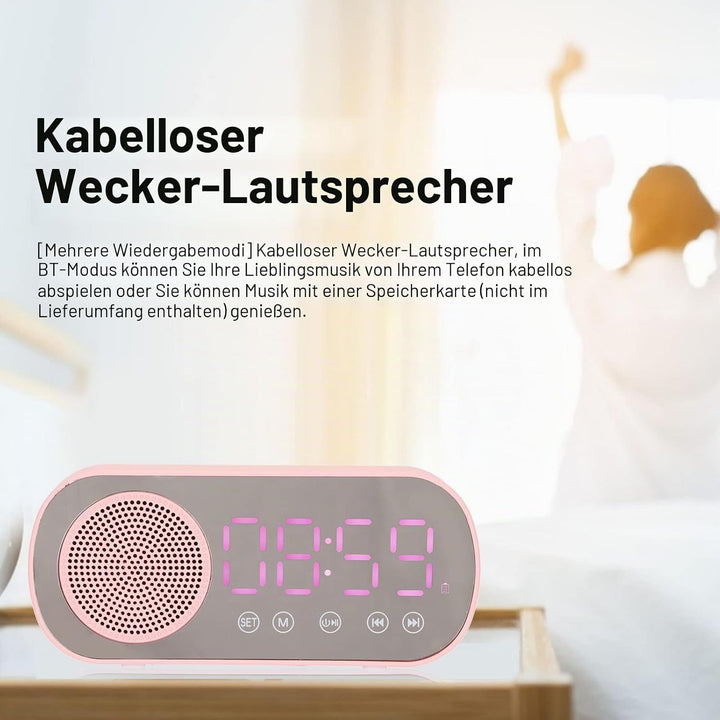 PUSOKEI Digitaler Wecker mit Bluetooth-Lautsprecher, UKW-Radio-Digitaluhr, Kabelloser HiFi-Wiedergab