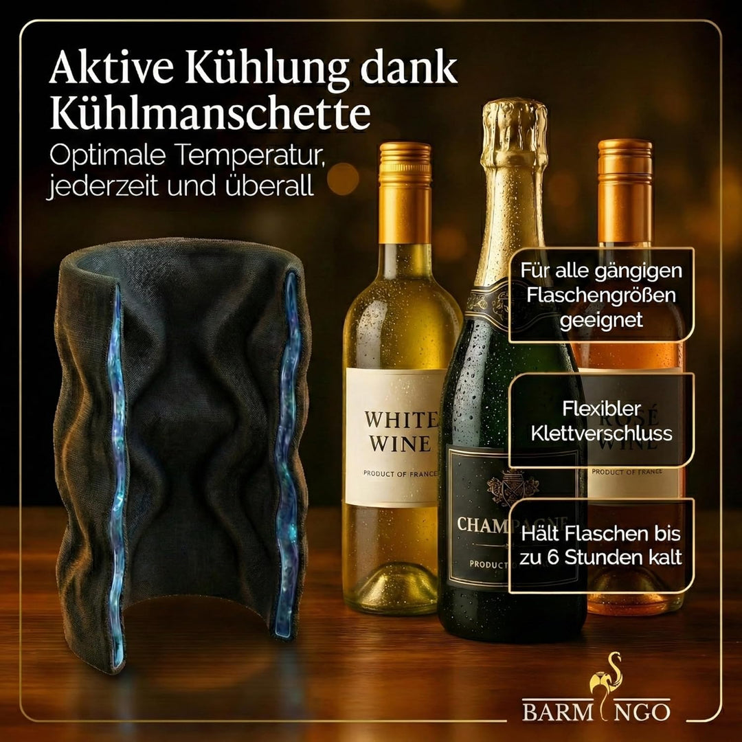 Kühlmanschette Wein 2er Set – Weinkühler Manschette für Sekt & Champagner | Flexibler Flaschenkühler