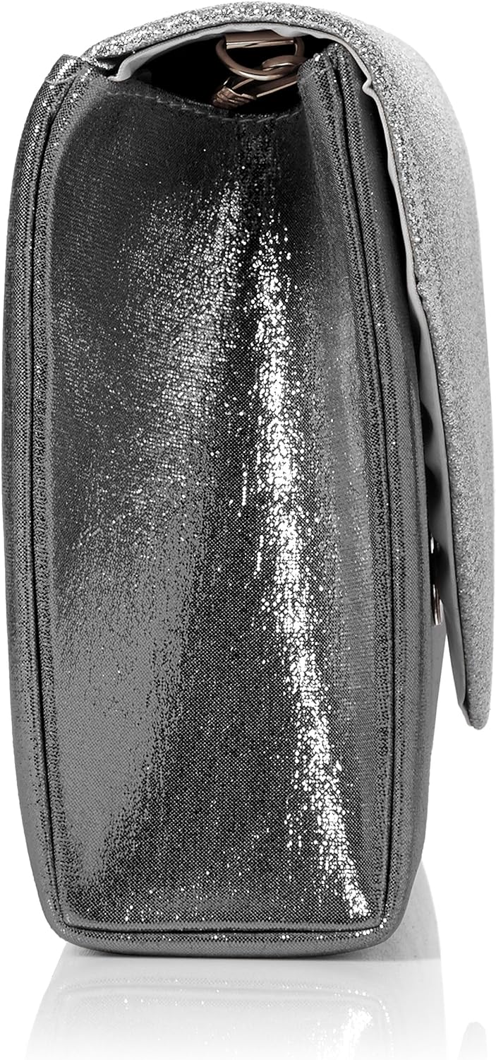 SwankySwans Damen Clutch Umschlag Kelly Glitzer Party Ball Clutch Silberfarben, Silberfarben
