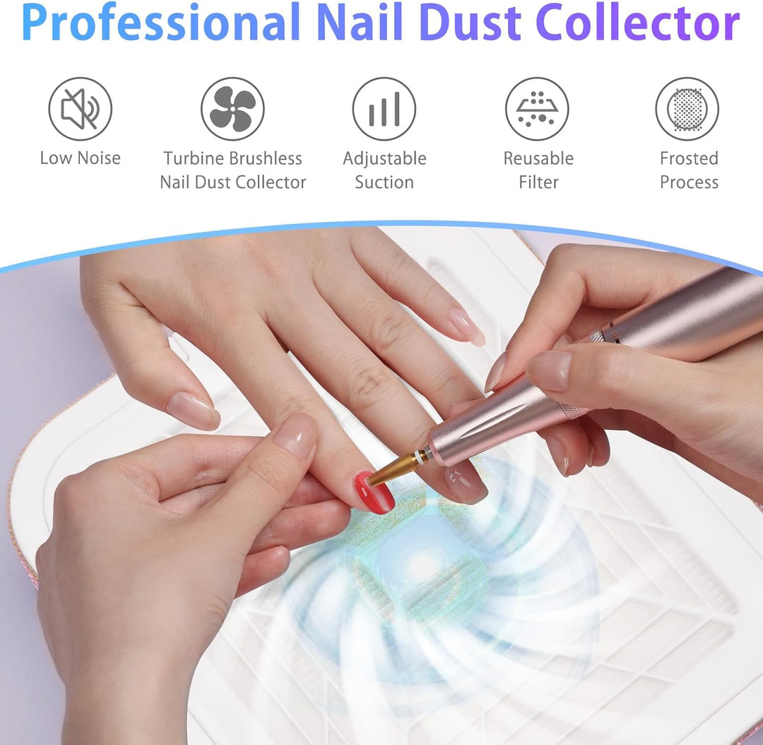 CGBE Staubabsaugung für nägel, 120W Nagelstaubsauger mit 2 Filter Saugstark Professionell Nagel Stau