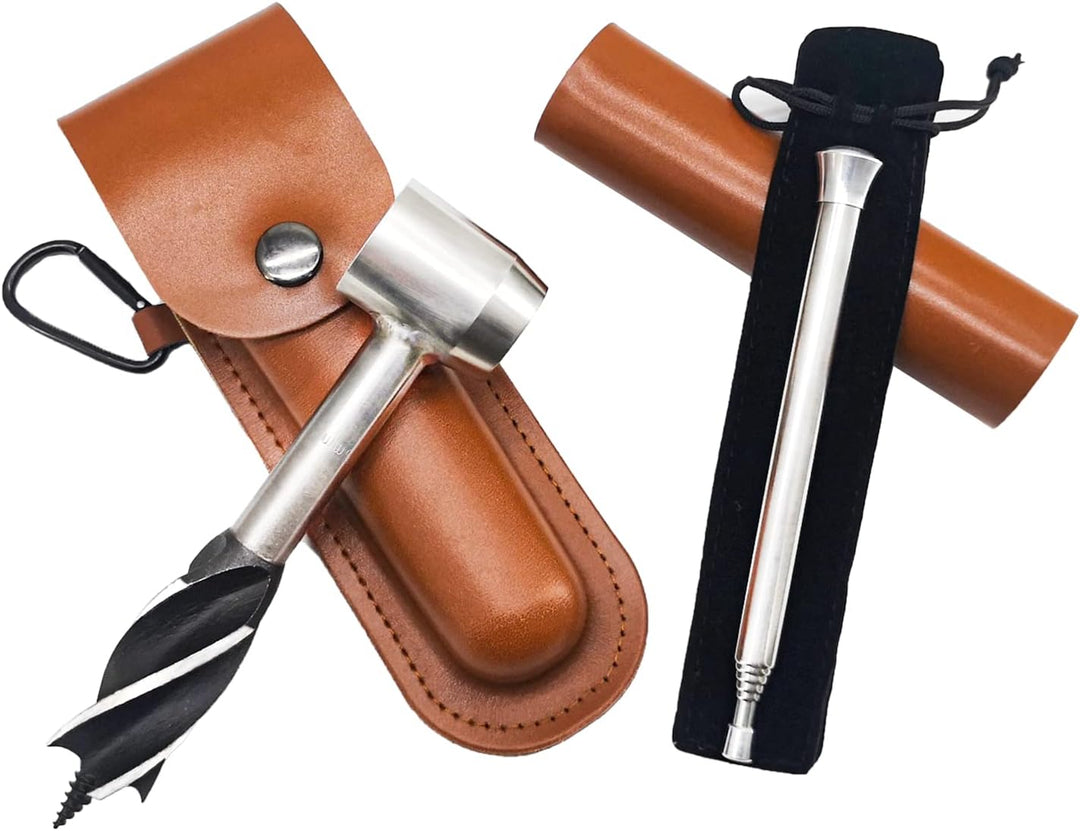 Handbohrer Outdoor-Bushcraft manueller Schraubenschlüssel, Handbohrer Bushcraft Set mit Holster & Bl