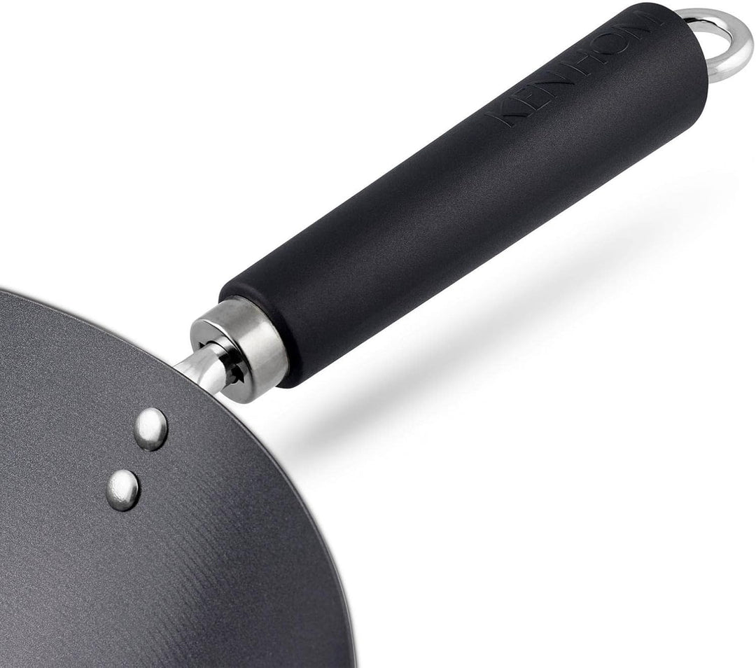 Ken Hom Stielwok 31 cm Induktion aus Karbonstahl antihaftbeschichtet mit Gegengriff - Wok Set inklus