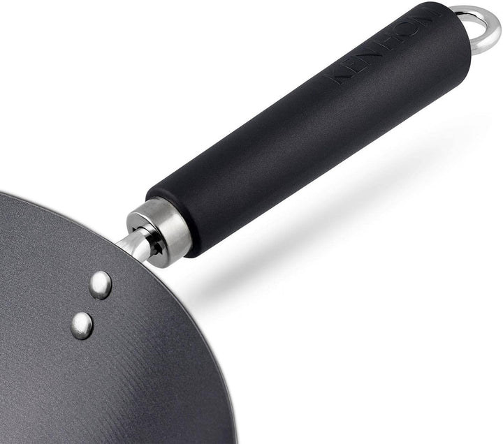 Ken Hom Stielwok 31 cm Induktion aus Karbonstahl antihaftbeschichtet mit Gegengriff - Wok Set inklus