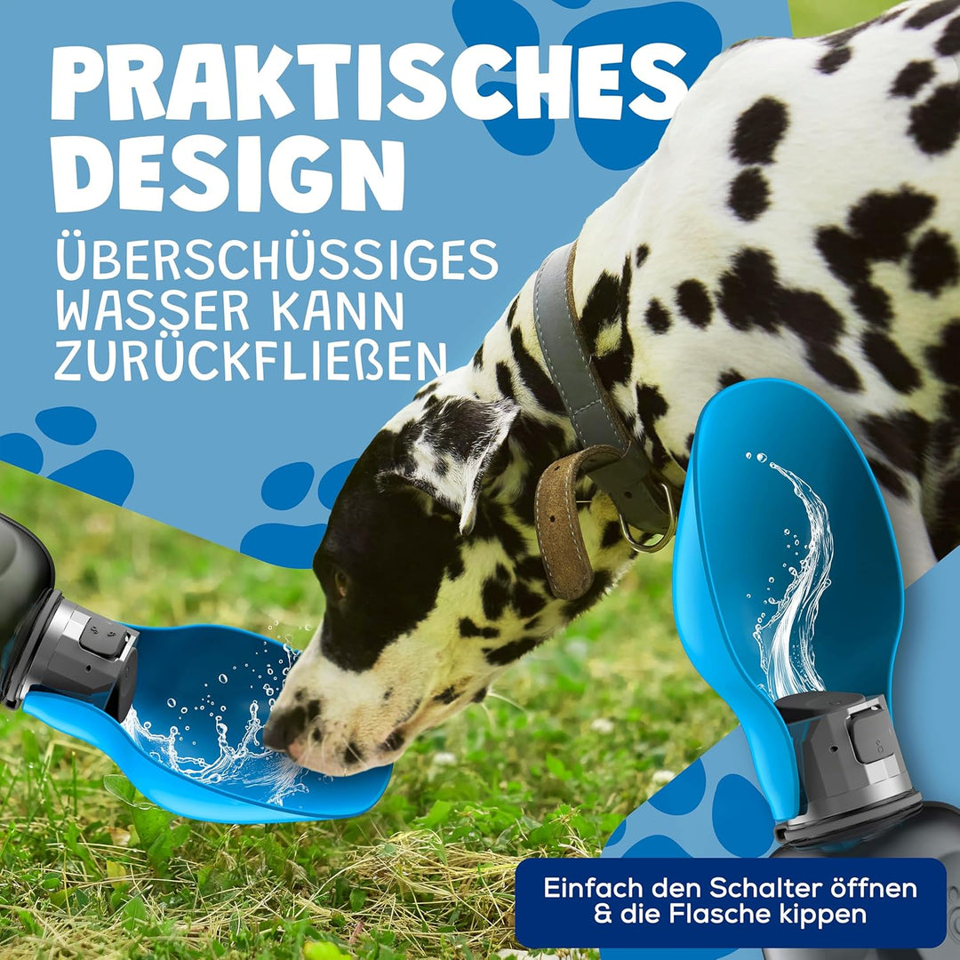 TOP EMPFEHLUNG | Extragrosse Faltbare 800ml Hundetrinkflasche für unterwegs inkl. Zahnbürste | Premi