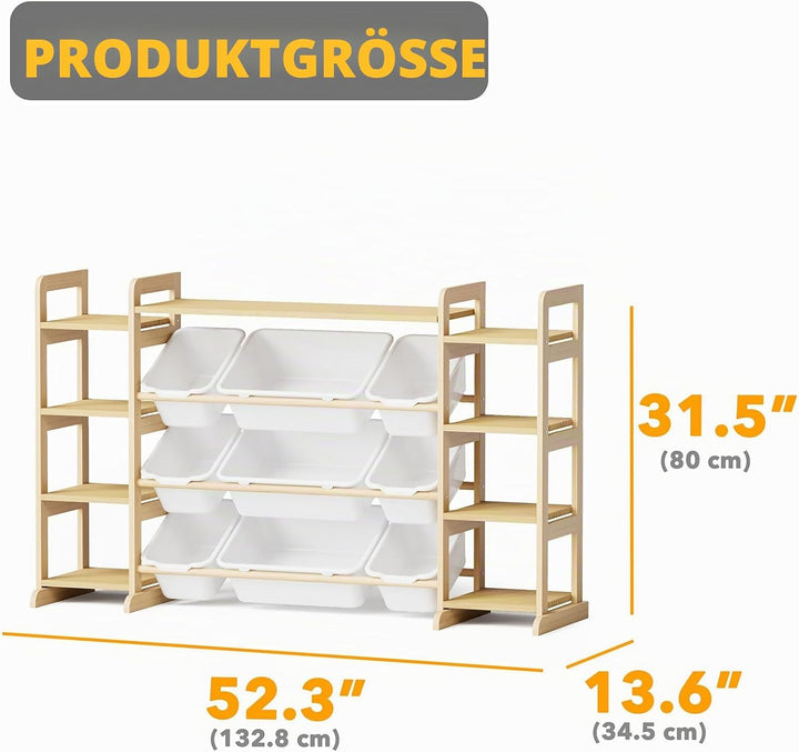 SpaceAid Grosser Spielzeug-Organizer, 9 Regale, 9 Behälter, Spielzeug-Organizer, Bücherregal, Kinder