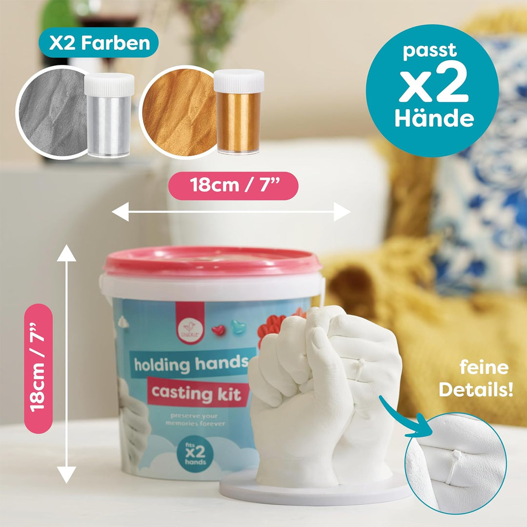 chuckle 3D Handabdruck Set für Paare, Gipsabdruck Hände, Pärchengeschenk zum Jahrestag, ungiftig & e