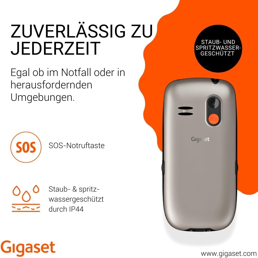 Gigaset GL395 Mobiltelefon – einfache Bedienung für Senioren, grosse Tasten & SOS-Notruftaste – Stau