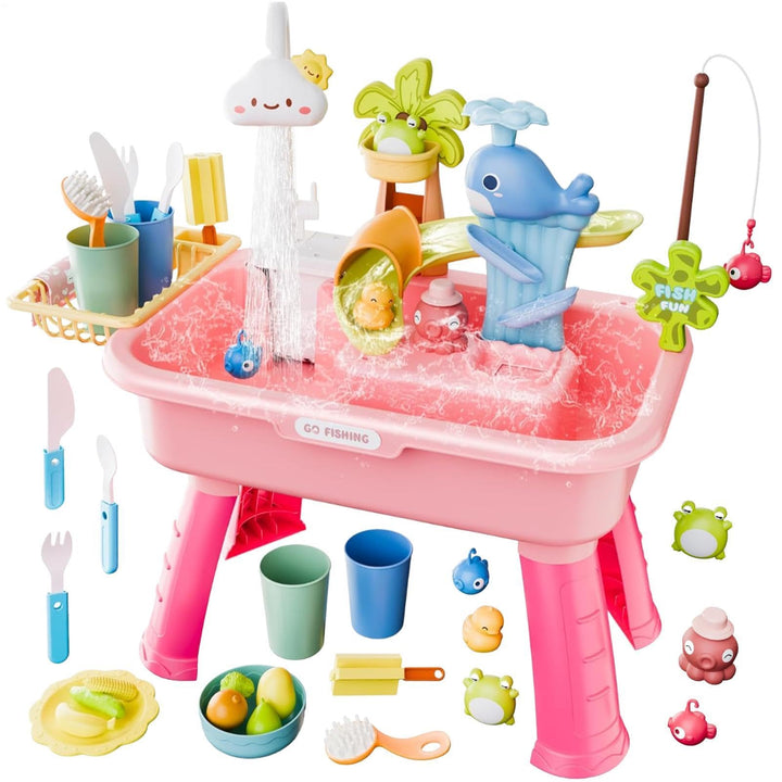 Regenschauer Wasserspieltisch Kinder Outdoor | 4 In 1 Spielspüle Mit Fliessendem Wasser Und Pumpe |