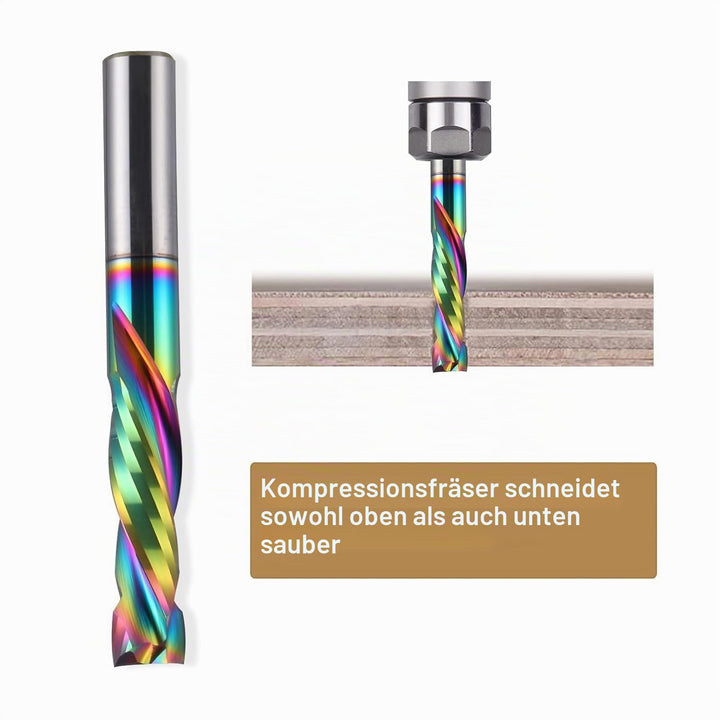 EU_HOZLY DLC-Beschichtung, Aufwärts- und Abwärtsschnitt, 2 Flöten, Spiralkarbid-Fräswerkzeug, CNC-Fr