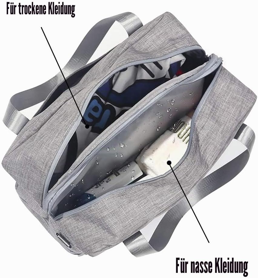 Kaxich Sporttasche Trocken Nass Trennung Schwimmtasche Wasserdicht Reisetasche Badetasche Waschtasch