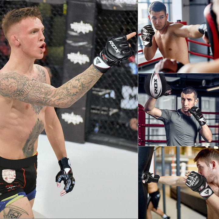 RDX MMA Maya Hide Handschuhe, Leder, Training, Kampfkunst, Boxsack, Kampf, Sparring, Kickboxen S ros
