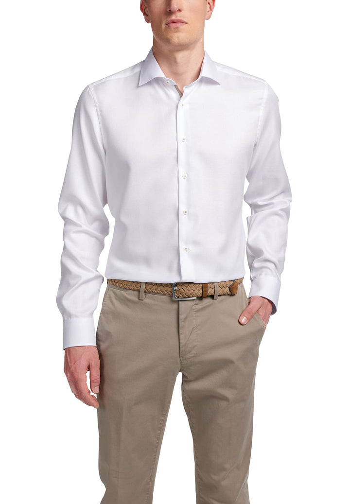 eterna Slim Fit Businesshemd Langarm New Kent Kragen Struktur Besatz weiss 42 Weiss, 42 Weiss