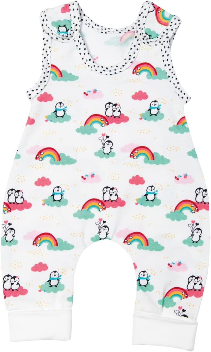 Heless 1185 - Bekleidungs-Set für Puppen im Pinguin Pünktchen Design, 2 teilig mit Strampler und T-S