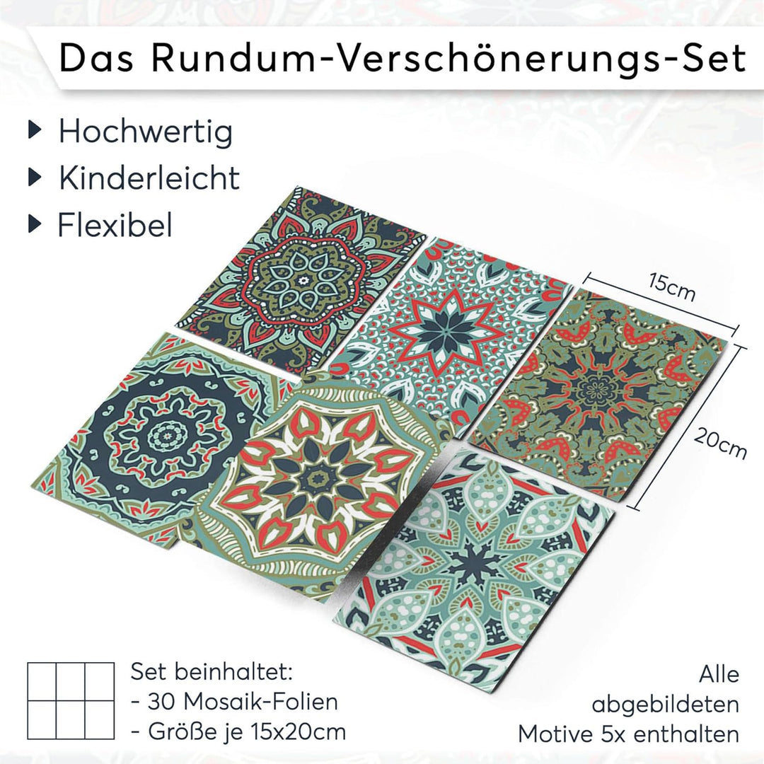 CREATISTO Mosaik-Fliesen Fliesensticker Fliesenfolie - Klebefolie Aufkleber für Fliesen I Klebeflies