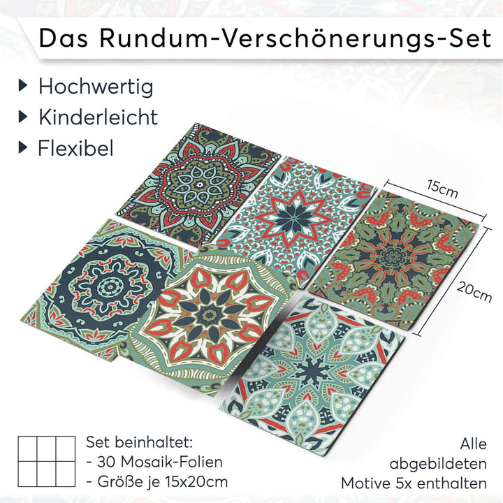 CREATISTO Mosaik-Fliesen Fliesensticker Fliesenfolie - Klebefolie Aufkleber für Fliesen I Klebeflies