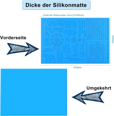 Dikale 3D Drucker Stift Zeichenwerkzeuge Silikonmatte Blau Gross mit 1.75mm PLA Filament Set 30 Farb