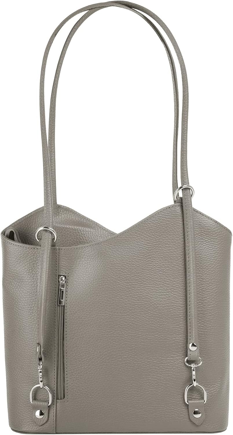 Shopper Rucksack Kombination Echt Leder Damen Made in Italy | 2in1 Handtasche | wandelbare Umhängeta