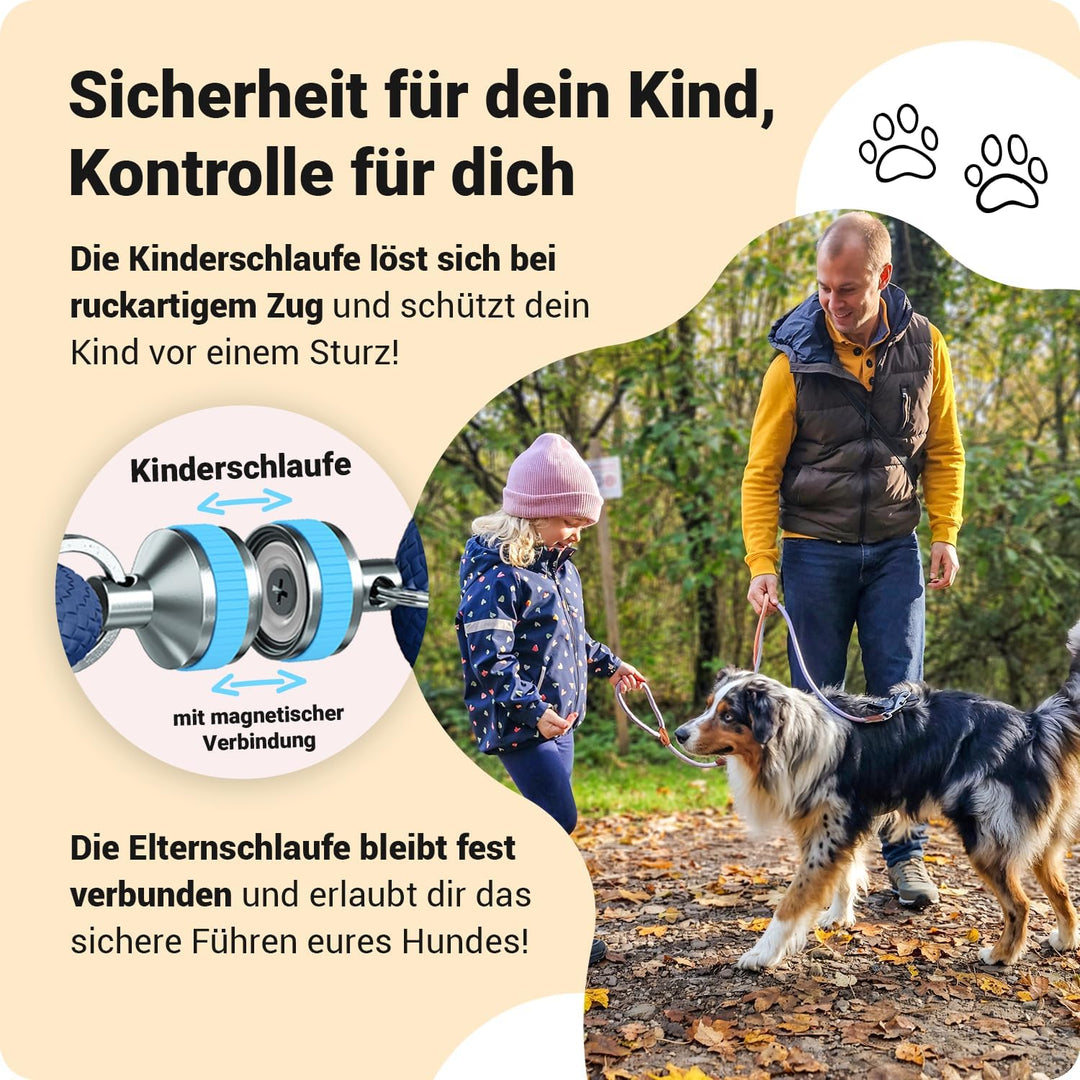 little Captain Zauberleine | kindersichere Premium Hundeleine mit Magnetschlaufe | von Hundetrainern