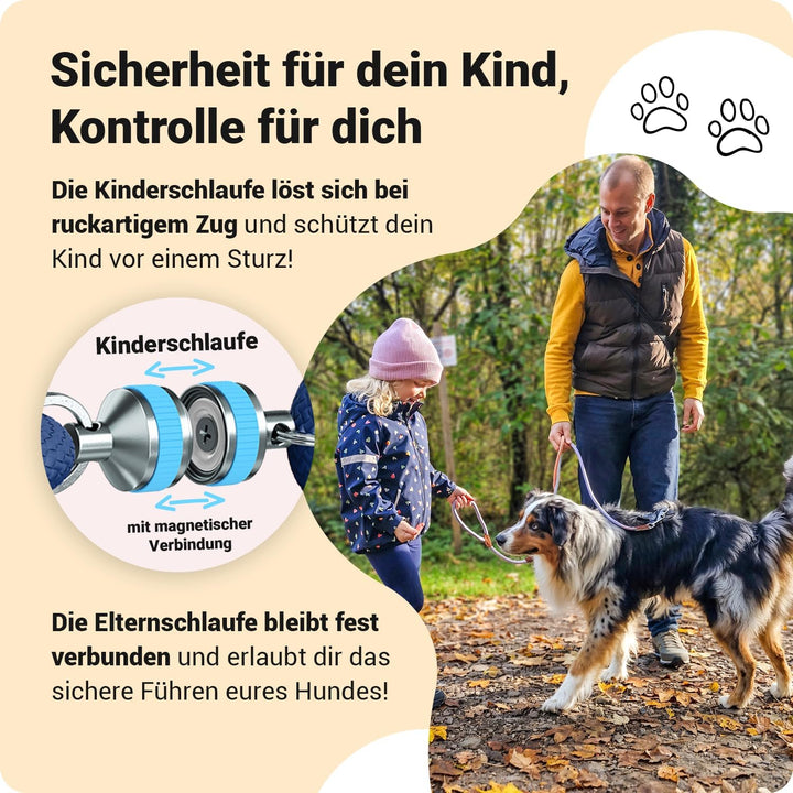 little Captain Zauberleine | kindersichere Premium Hundeleine mit Magnetschlaufe | von Hundetrainern