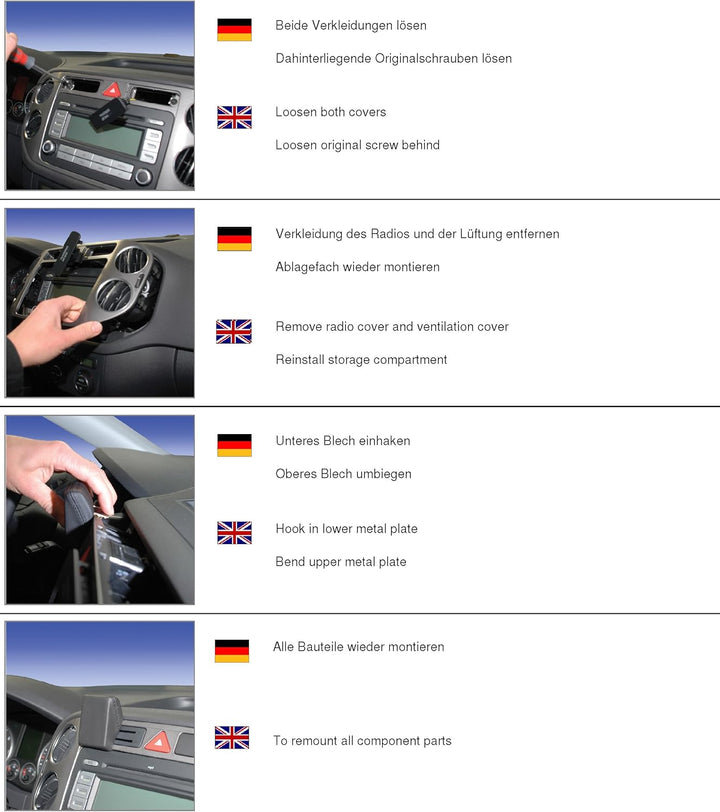KUDA 296715 Halterung Kunstleder schwarz für VW Tiguan I ab 10/2007 bis 01/2016, 296715