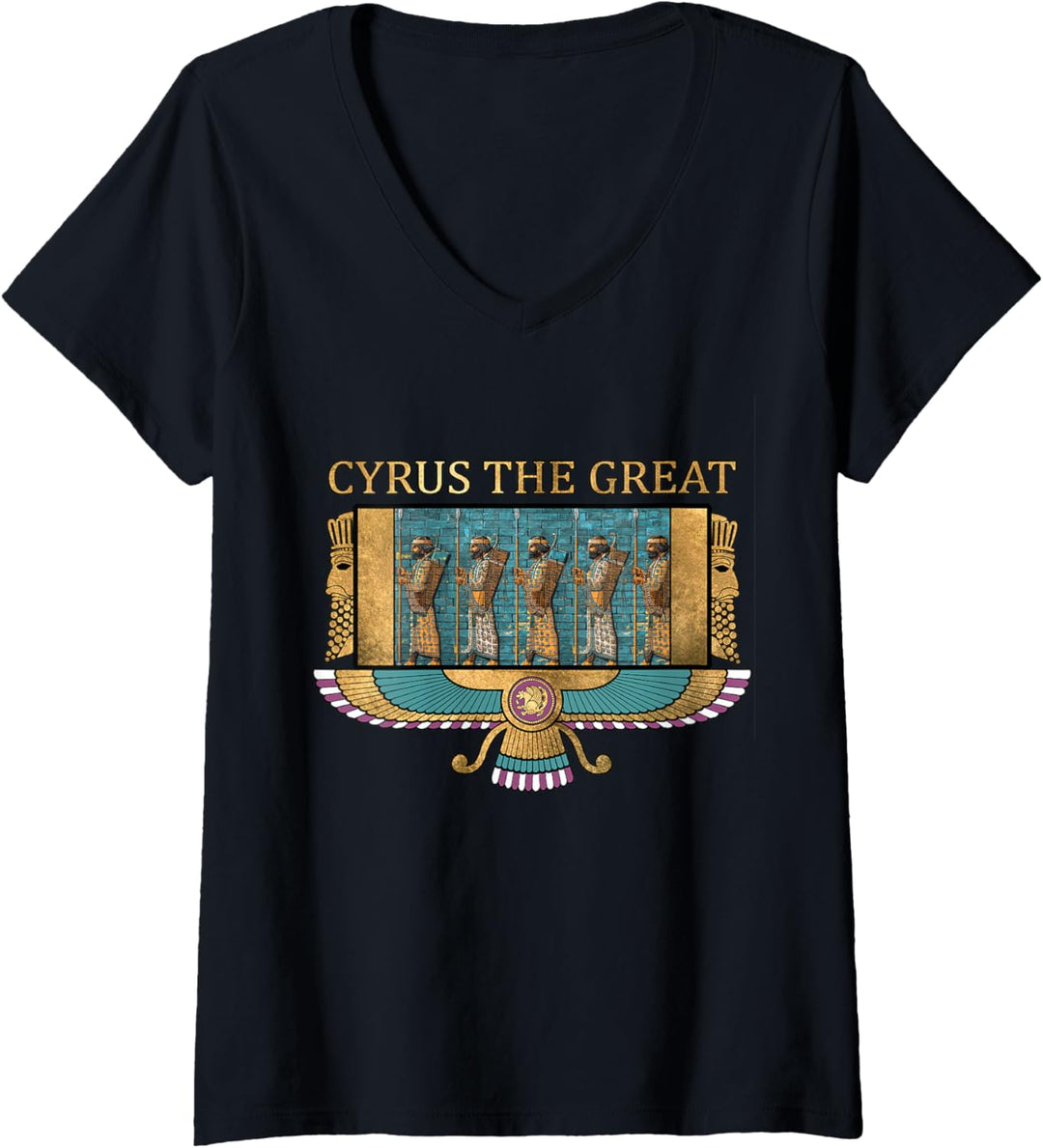 Damen Cyrus der Grosse Alte Persien Achämenidisches persisches T-Shirt mit V-Ausschnitt