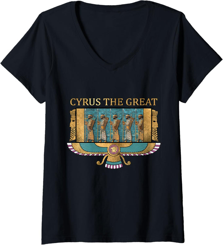 Damen Cyrus der Grosse Alte Persien Achämenidisches persisches T-Shirt mit V-Ausschnitt