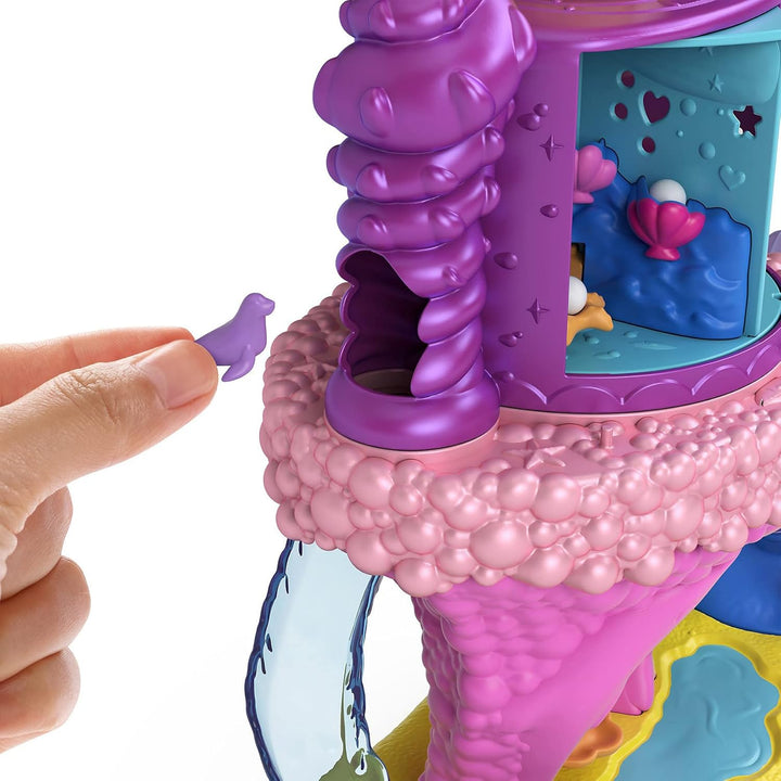 Polly Pocket GYK42 - Regenbogen-Einhornspass Meerjungfrauen-Bucht, 2 Puppen und 15 Überraschungen, S