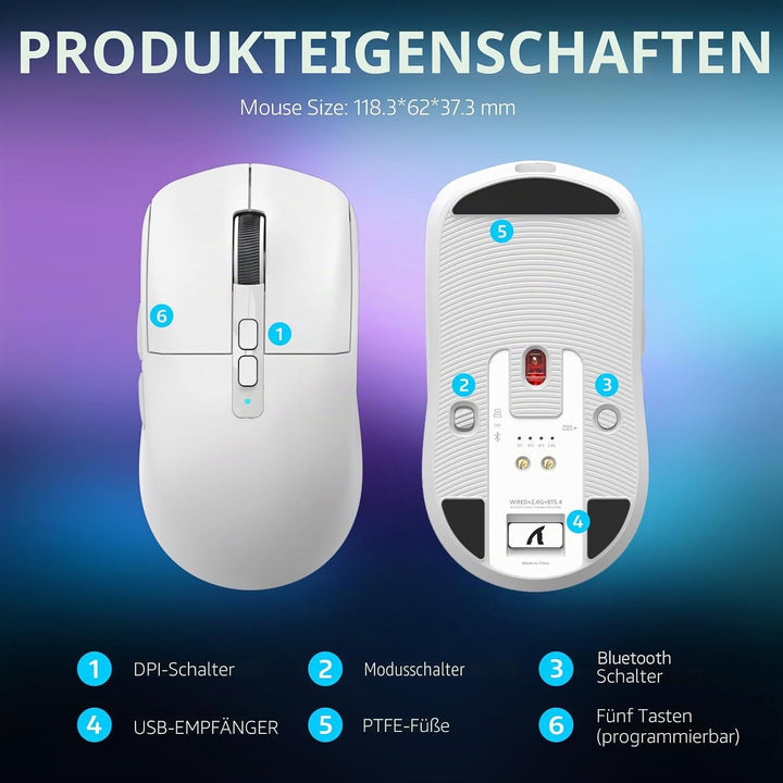 VGN Game Power Attack Shark X6 Superlight Kabellose Gaming-Maus mit RGB Ladestation, 49g Ultraleicht