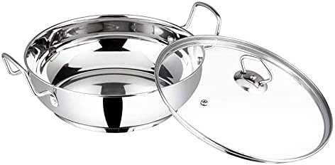 Vinod Kadai Wok aus Edelstahl, Induktionsfreundlich, mit Glasdeckel, 20 cm / 2 l