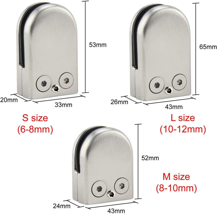 (Verbesserte Version) 12 x Edelstahl Stainless Steel 304 Klemmhalter Glasklemme Glasklemmhalter Glas