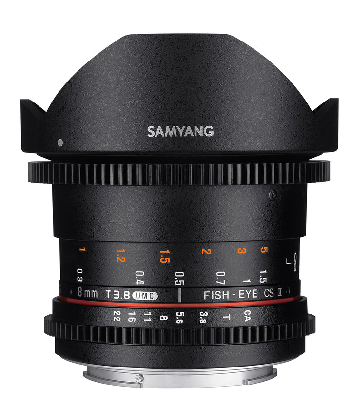 Samyang 8/3,8 Objektiv Fisheye II Video DSLR Canon EF manueller Fokus Videoobjektiv 0,8 Zahnkranz Ge