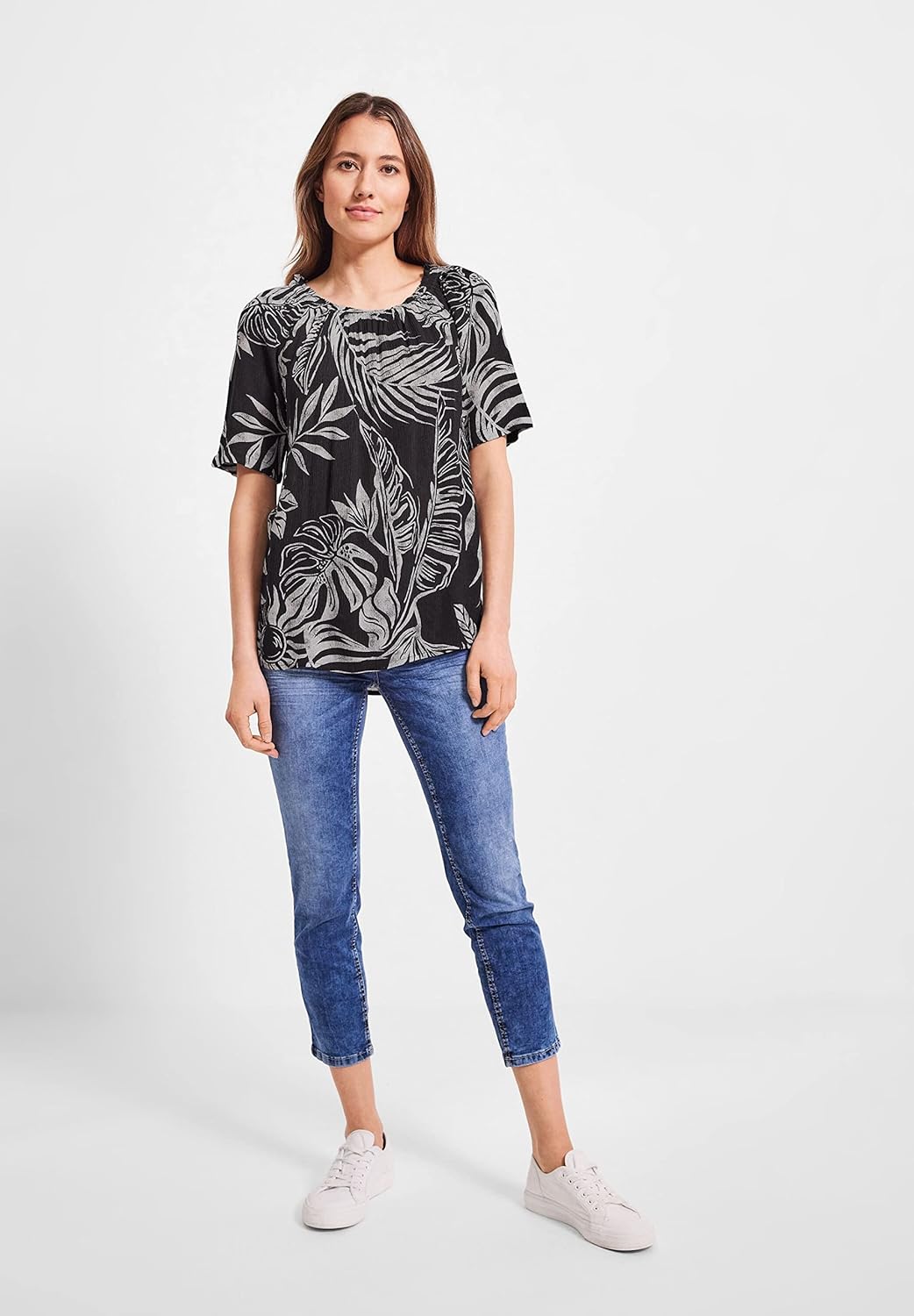 Cecil Damen Sommerbluse Bedruckt XXL Carbon Grey, XXL Carbon Grey