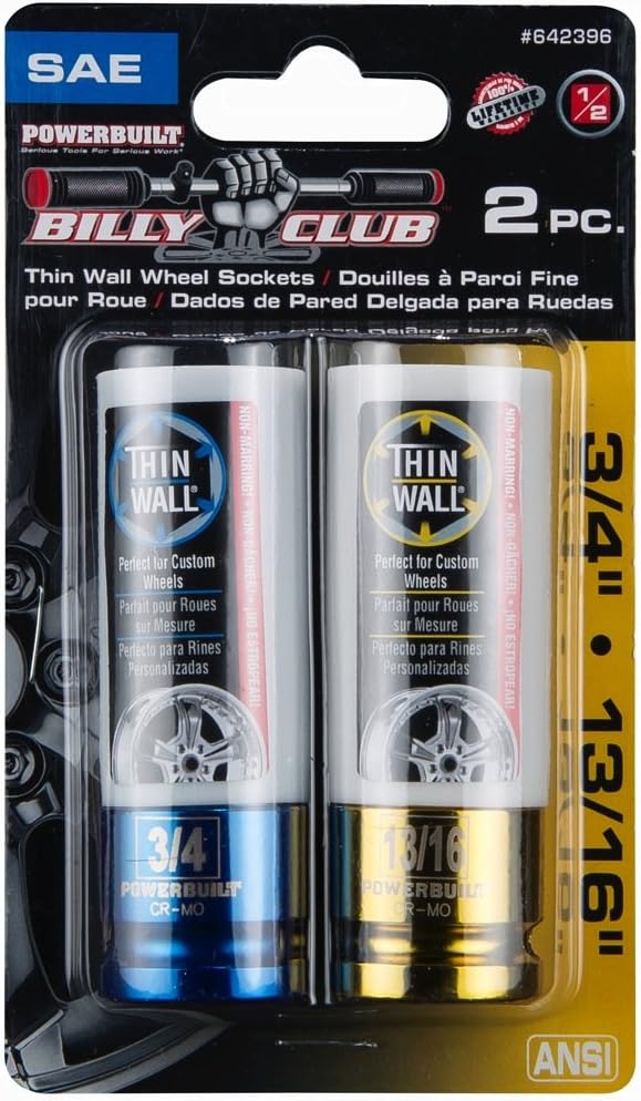 Powerbuilt 2 Stück SAE Impact Radmutter-Stecknuss, 3/4 Zoll und 13/16 Zoll, Nicht beschädigende und