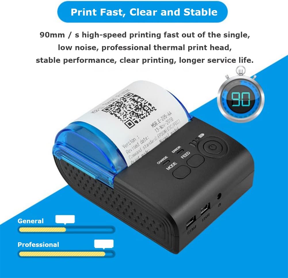 Thermodrucker Bondrucker 58mm, Bluetooth 4.0 Wireless Quittungsdrucker ESC/P0S/STAR Befehlen Drucker