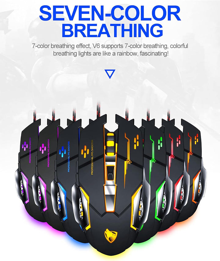 ✅ MOUSE GAMING RGB LED Programmierbare Präzises Metall verkabelt 6 Tasten ergonomisch beleuchtete La