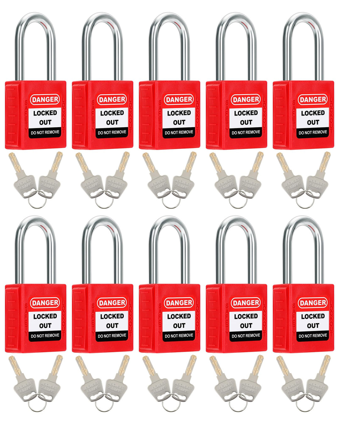 Lockout Vorhängeschloss Set, 10 Stück Watherproof Schloss mit Schlüsseln, 38mm Lockout Tagout Schlös