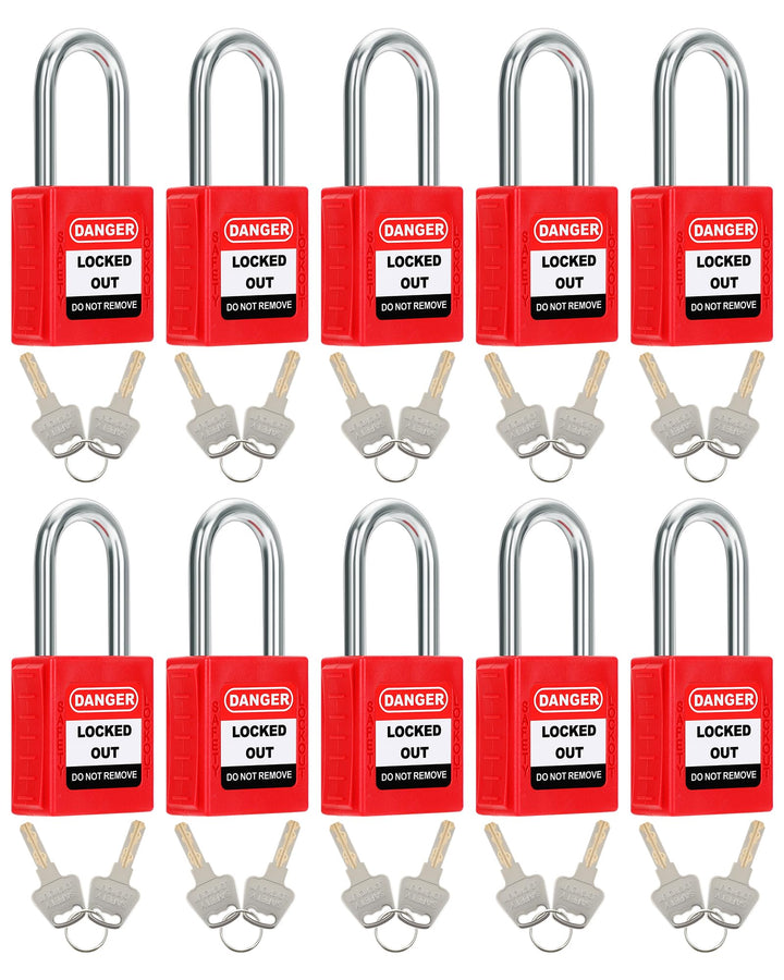 Lockout Vorhängeschloss Set, 10 Stück Watherproof Schloss mit Schlüsseln, 38mm Lockout Tagout Schlös