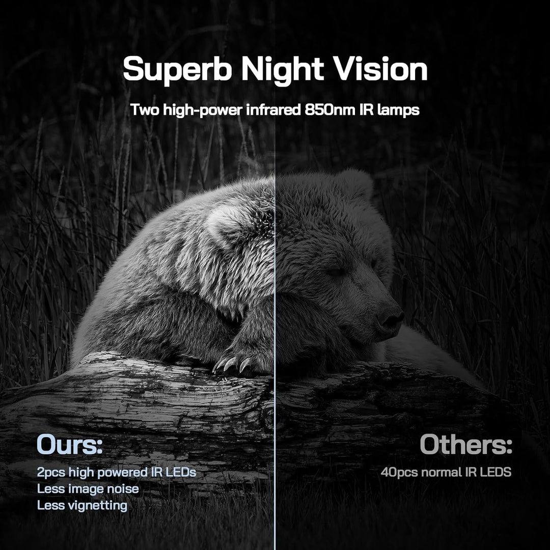 WOLFANG Wildkamera, 4K Solar Video Wildtierkamera, 68MP Full HD WLAN mit Handyübertragung APP, Beweg