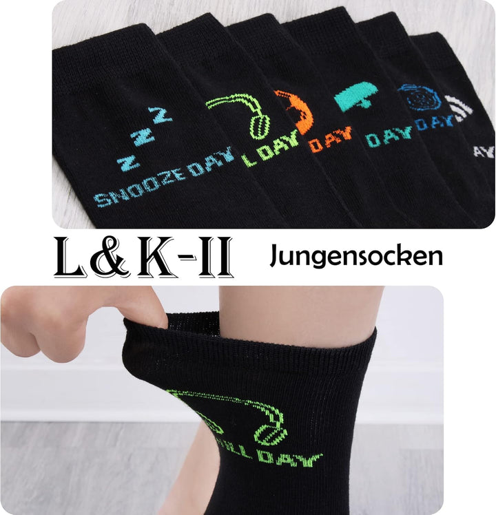 L&amp;K-II 12 Paar Pack Jungen Kindersocken Teenager Stümpfe Frühling und Sommer Socken mit niedlichen M