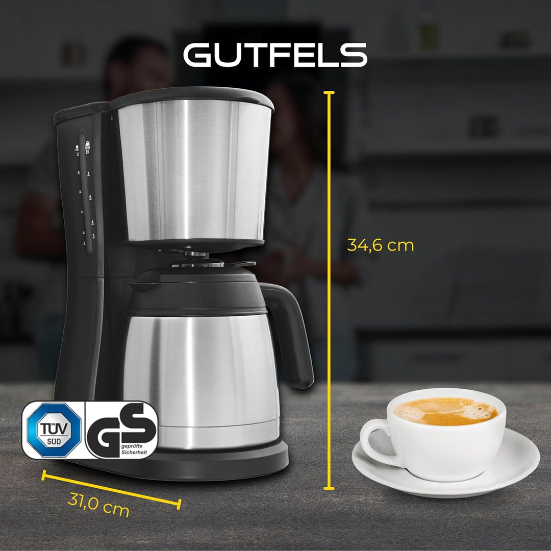Gutfels Filterkaffemaschine COFFEE 2030 | 1,25 Liter Volumen für max. 12 Tassen | 980 Watt | Thermos