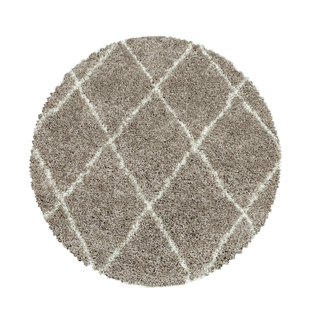 Shaggy Runder Hochflor Teppich Wohnzimmer Schlafzimmer Teppich Rund Deko Rautenmuster Modernes Desig
