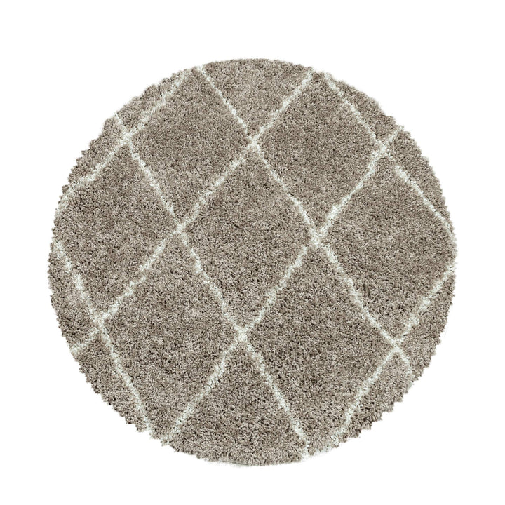 Shaggy Runder Hochflor Teppich Wohnzimmer Schlafzimmer Teppich Rund Deko Rautenmuster Modernes Desig