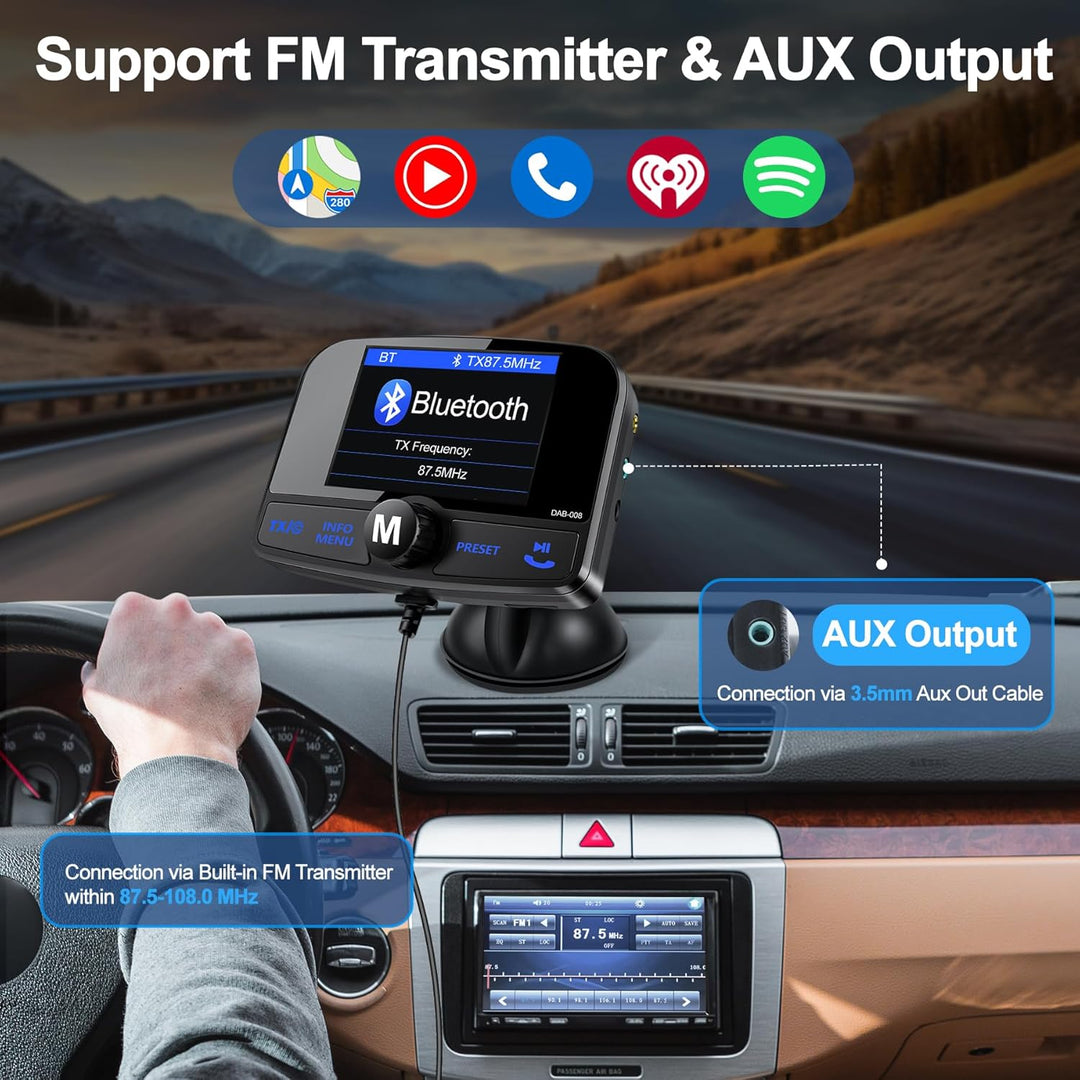 DeeprBetter DAB Adapter für Autoradio, 2.4" DAB Plus Radio Auto FM Transmitter DAB+ Digitales Radio