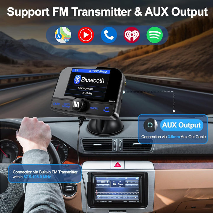 DeeprBetter DAB Adapter für Autoradio, 2.4" DAB Plus Radio Auto FM Transmitter DAB+ Digitales Radio