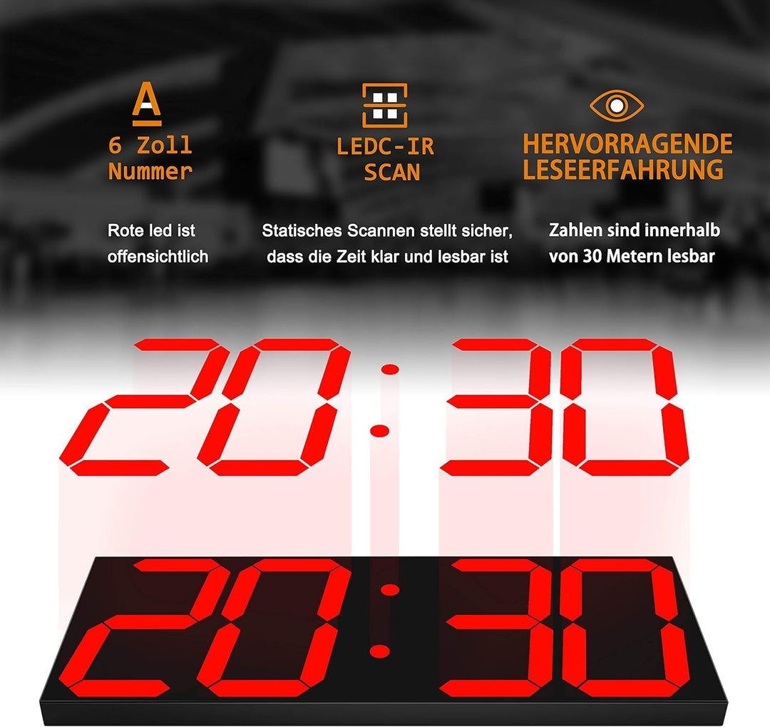 CHKOSDA LED Uhr Digitale Uhr Grosse Wanduhr mit 18-Zoll-LED-Anzeige, Countdown-Uhr mit 8 einstellbar