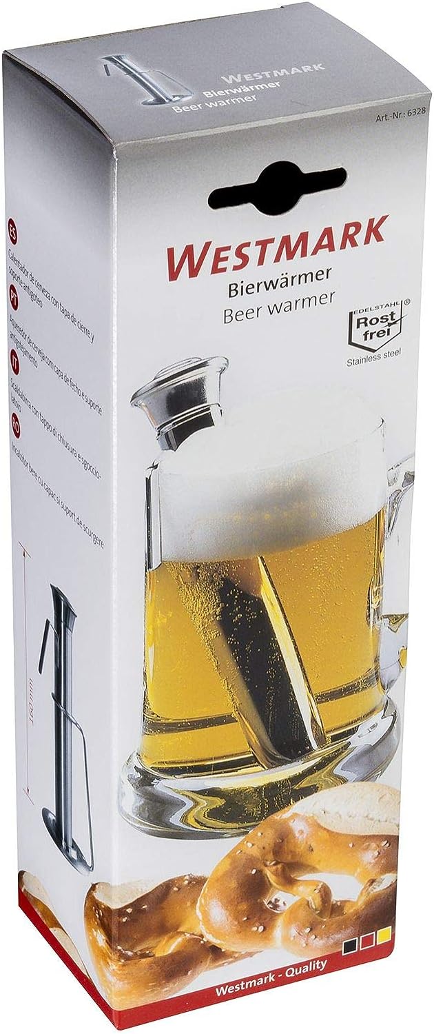 Westmark Bierwärmer mit Halter, Rostfreier Edelstahl, Silber, 63282260, 7.9 x 5 x 16 cm, Bierwärmer