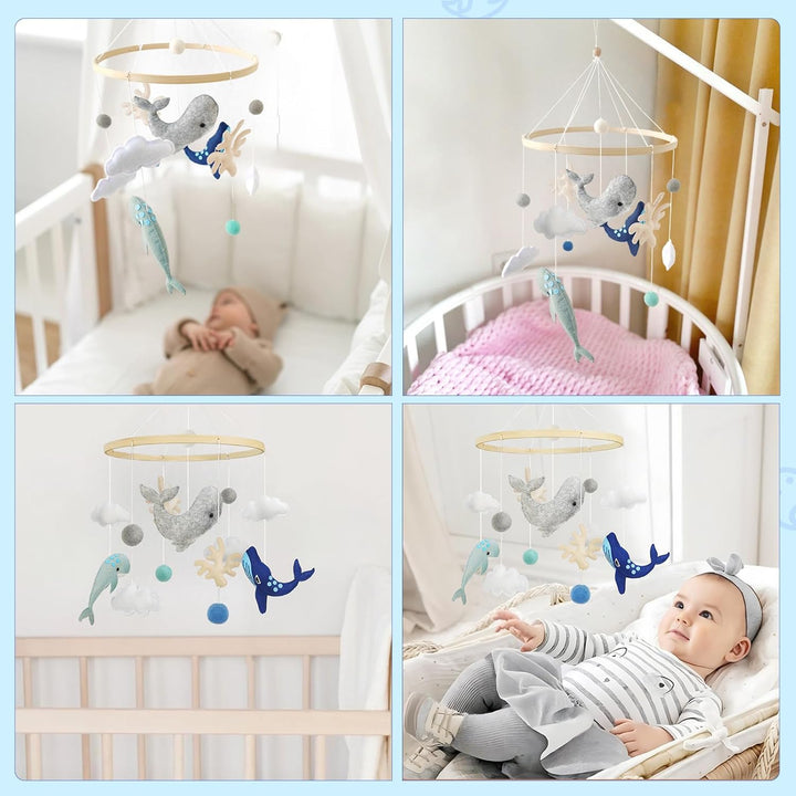 Hängemobile Windspiel Meerestiere, 3D Wolken Fische Mobile, Babyspielzeug für Kinderbett oder andere