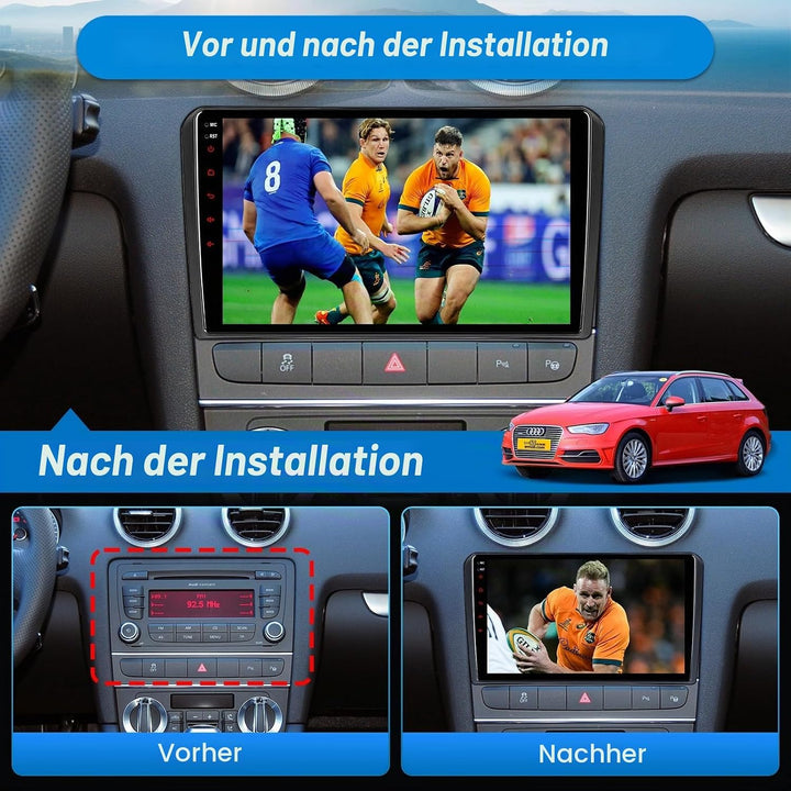 Android Autoradio mit Navi Bildschirm Wireless Carplay Android Auto für Audi A3 S3 RS3 2003-2012, 9