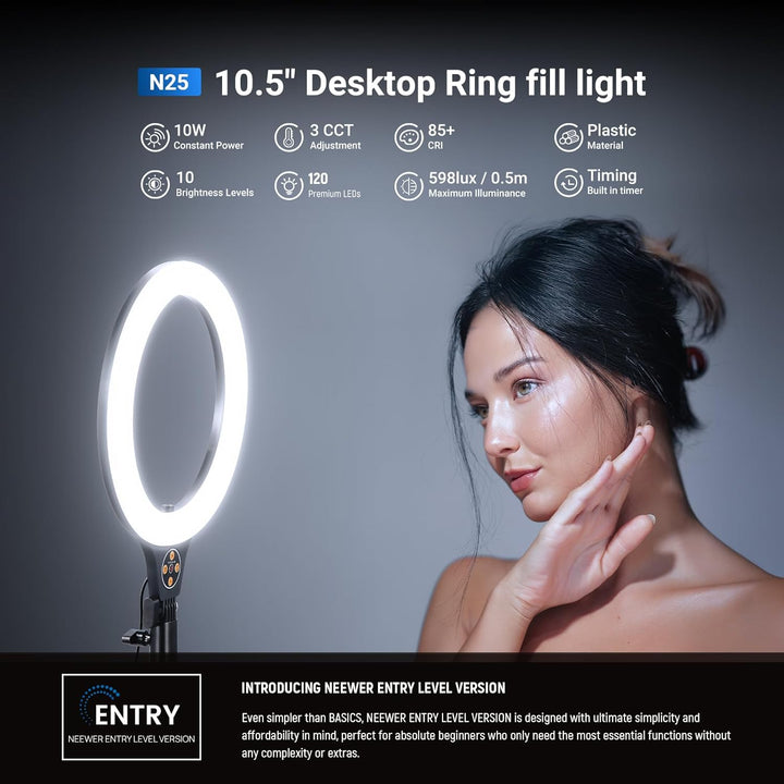NEEWER Entry Level Version 10,5" Tisch Ringlicht mit Stativständer/Handyhalterung Kompatibel mit iPh