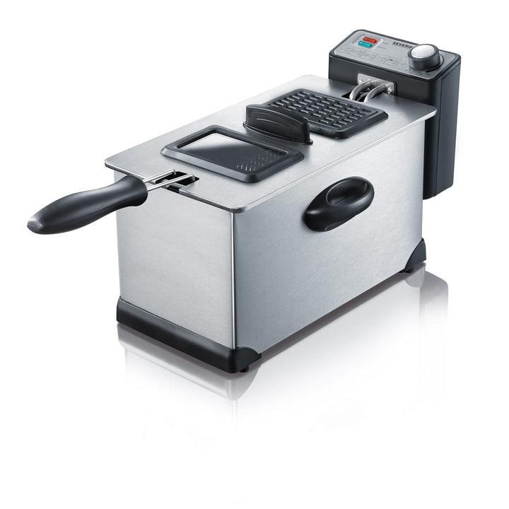 SEVERIN S72431 FR 2431 Fritteuse (2.000 W, 3 L Kapazität, 400 g,Frittiermenge) edelstahl/schwarz